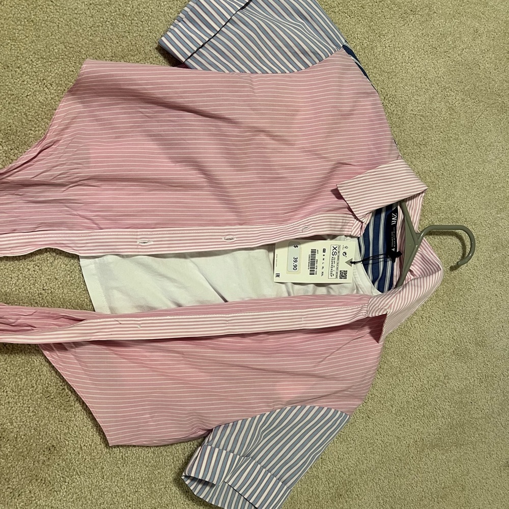 Zara crop shirt and white T